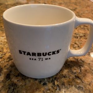 White Starbucks coffee mug